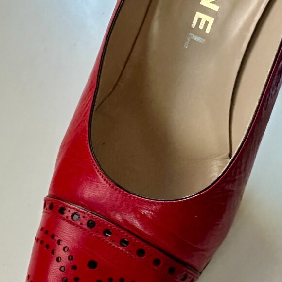Chanel Leather Red Shoes US Size 6.5 (37.5) - Picture 4 of 13